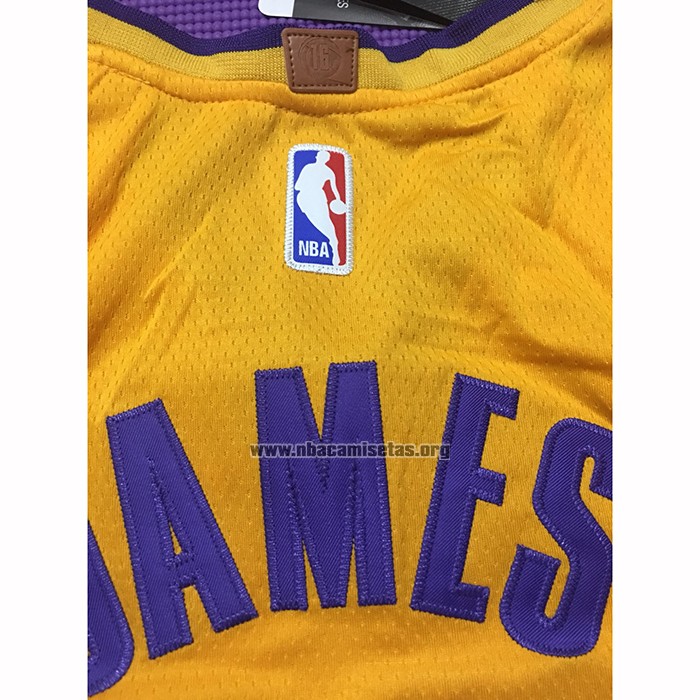 Camiseta Los Angeles Lakers Lebron James NO 23 Icon 2018 Amarillo